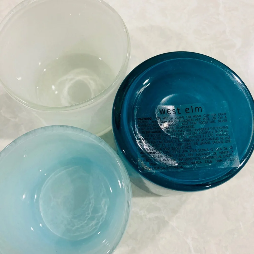 west elm glass tealight holders - 3 total